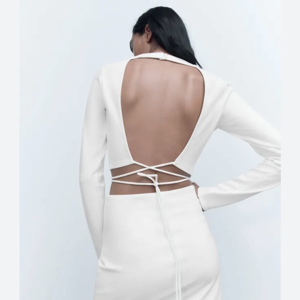 ZARA BACK OUT BLOUSE WITH TIE DETAILS L